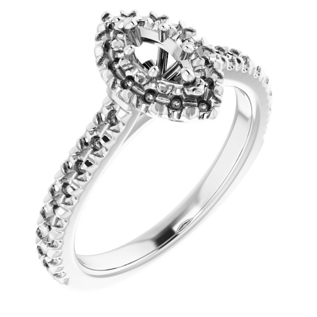 French-Set Halo-Style Engagement Ring