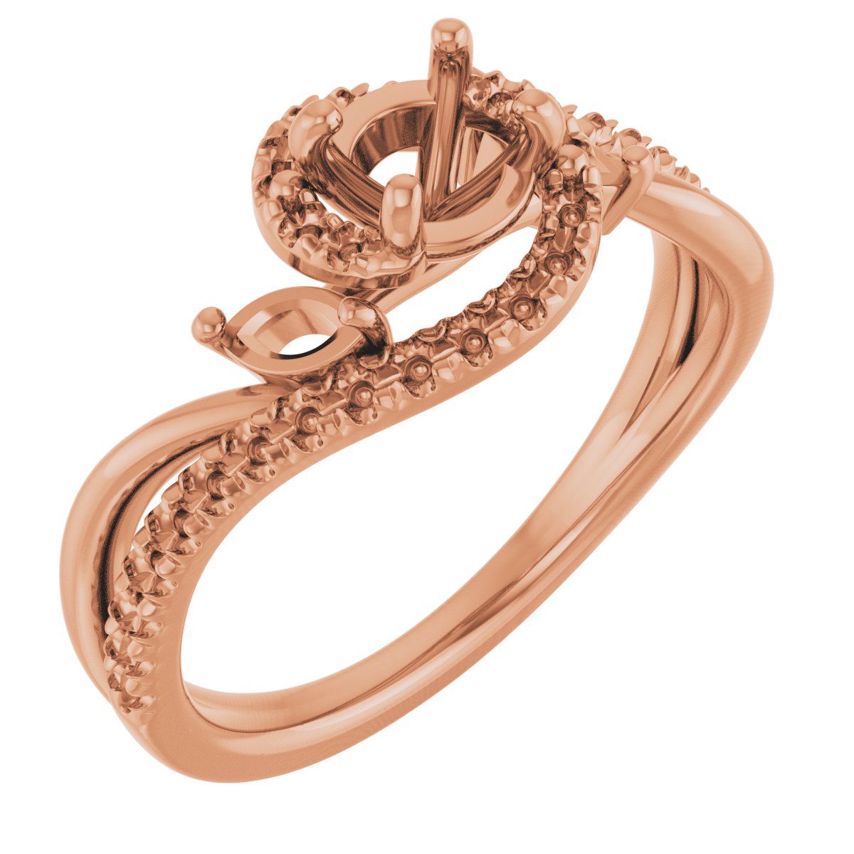 French-Set Accented Bypass Engagement Ring or Band