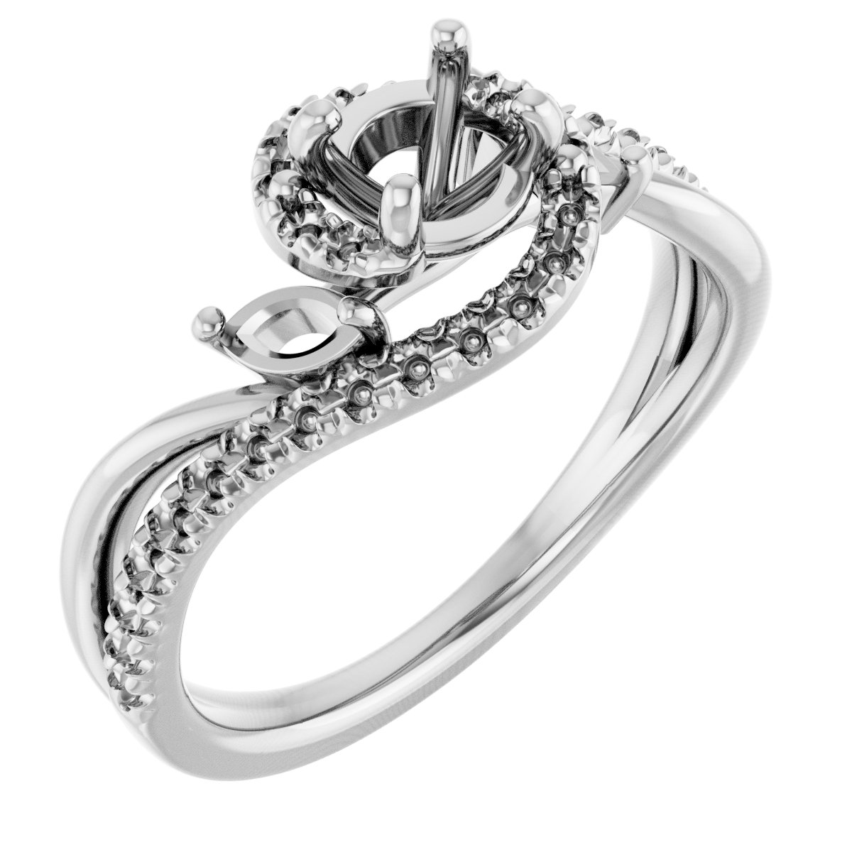 French-Set Accented Bypass Engagement Ring or Band