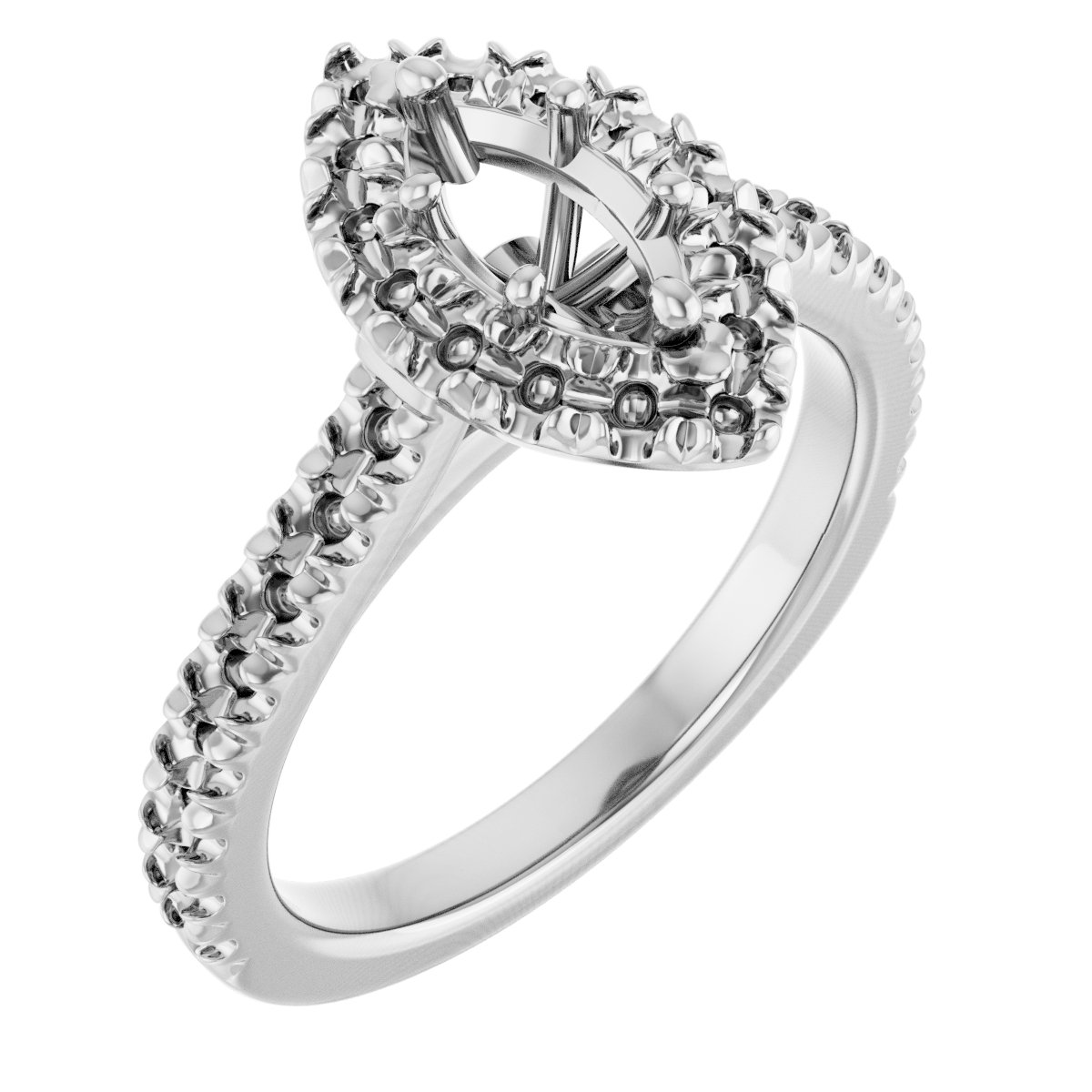French-Set Halo-Style Engagement Ring