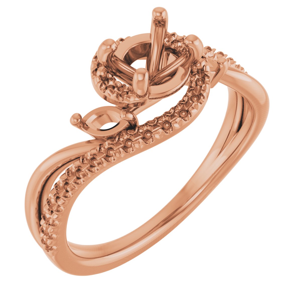 French-Set Accented Bypass Engagement Ring or Band