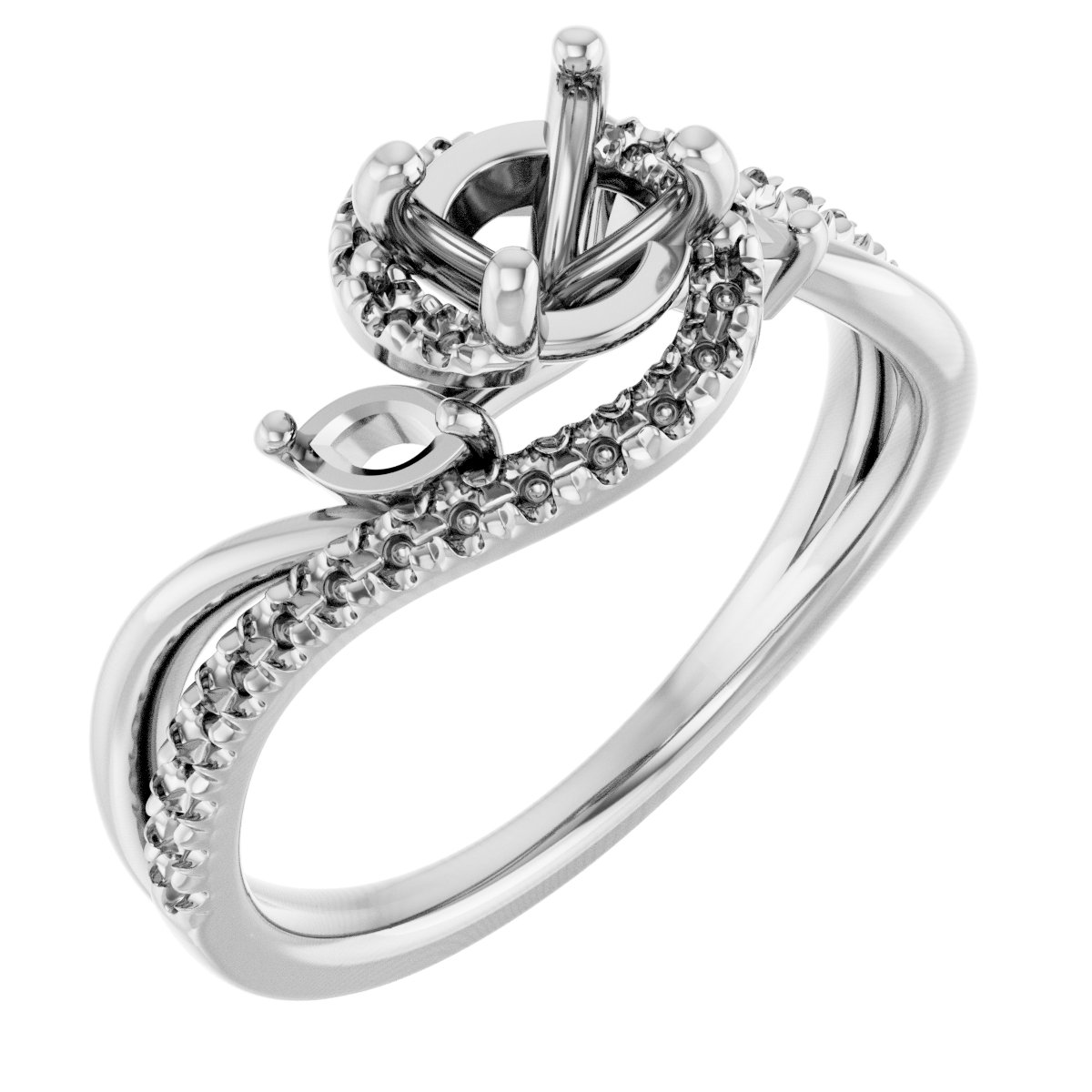 French-Set Accented Bypass Engagement Ring or Band