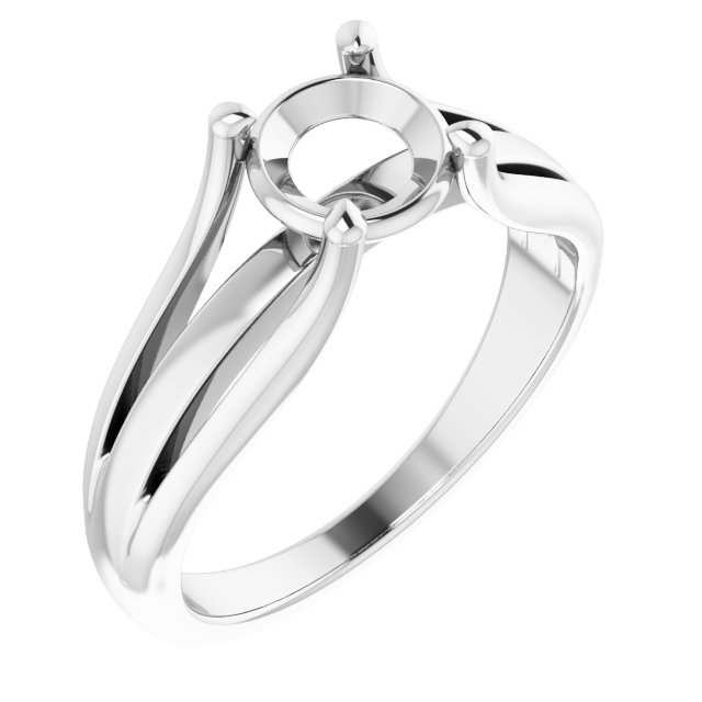 14K White 6.5 mm Round Solitaire Engagement Ring Mounting