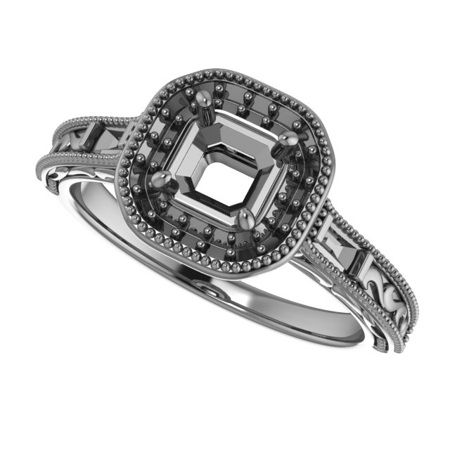 8 mm Square Engagement Ring Mounting view 5