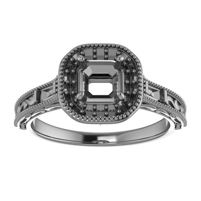 8 mm Square Engagement Ring Mounting view 3