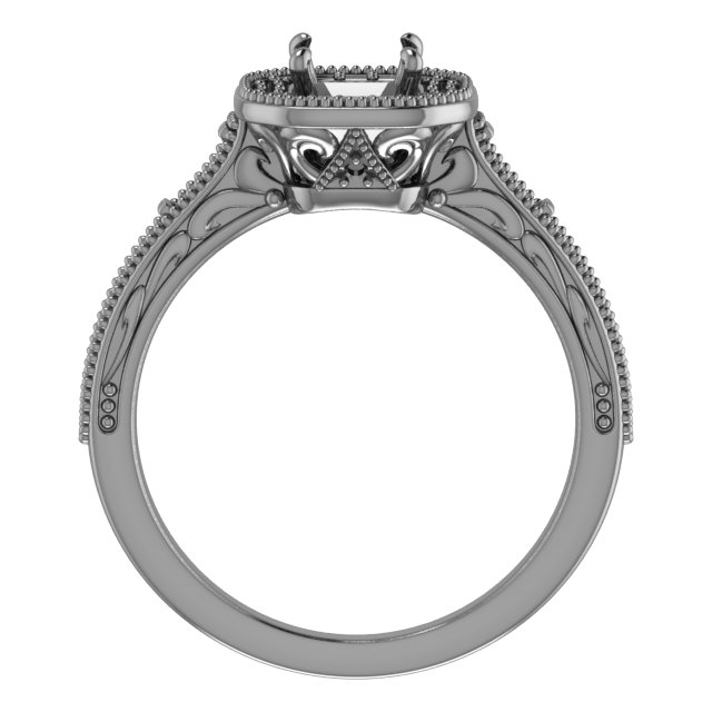 8 mm Square Engagement Ring Mounting view 2