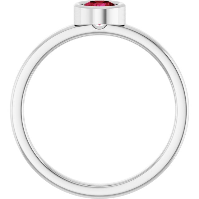 14K White 4.5 mm Natural Ruby Ring