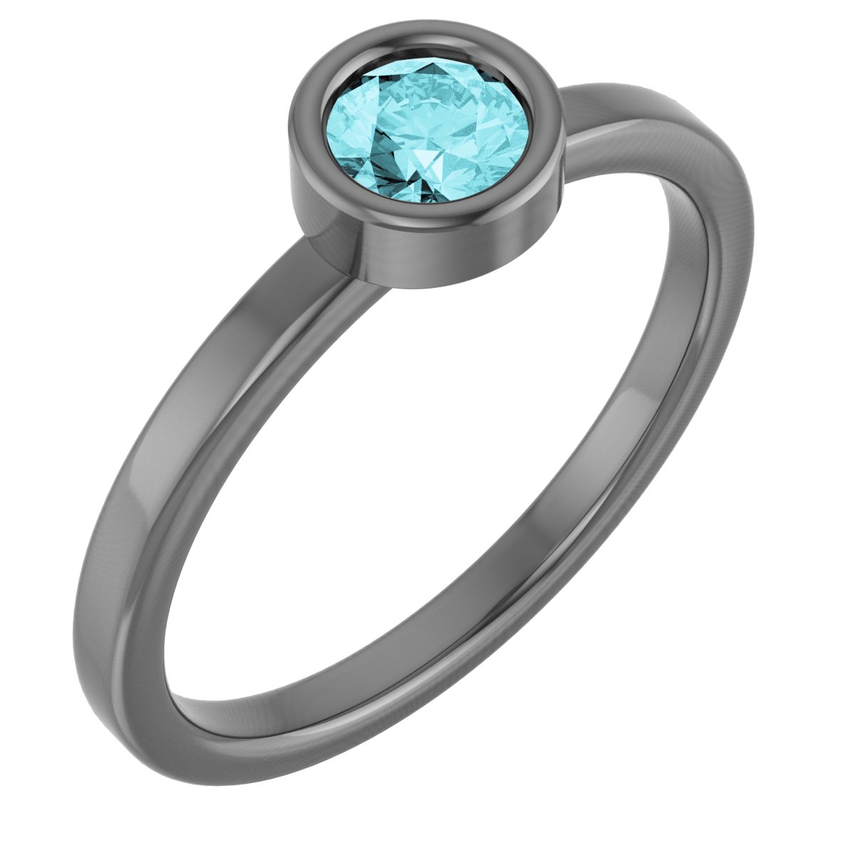 14K White Blue Zircon Ring