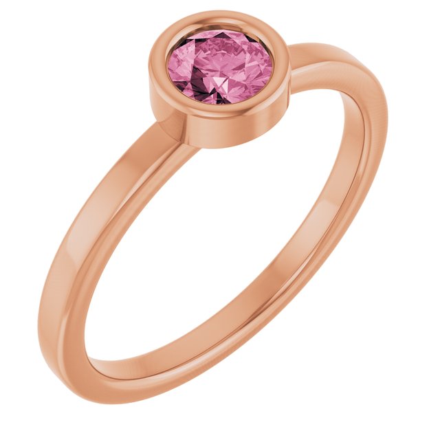 14K Rose 4.5 mm Natural Pink Tourmaline Ring