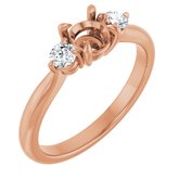 14K Rose 5.2 mm Round 1/5 CTW Natural Diamond Semi-Set Engagement Ring