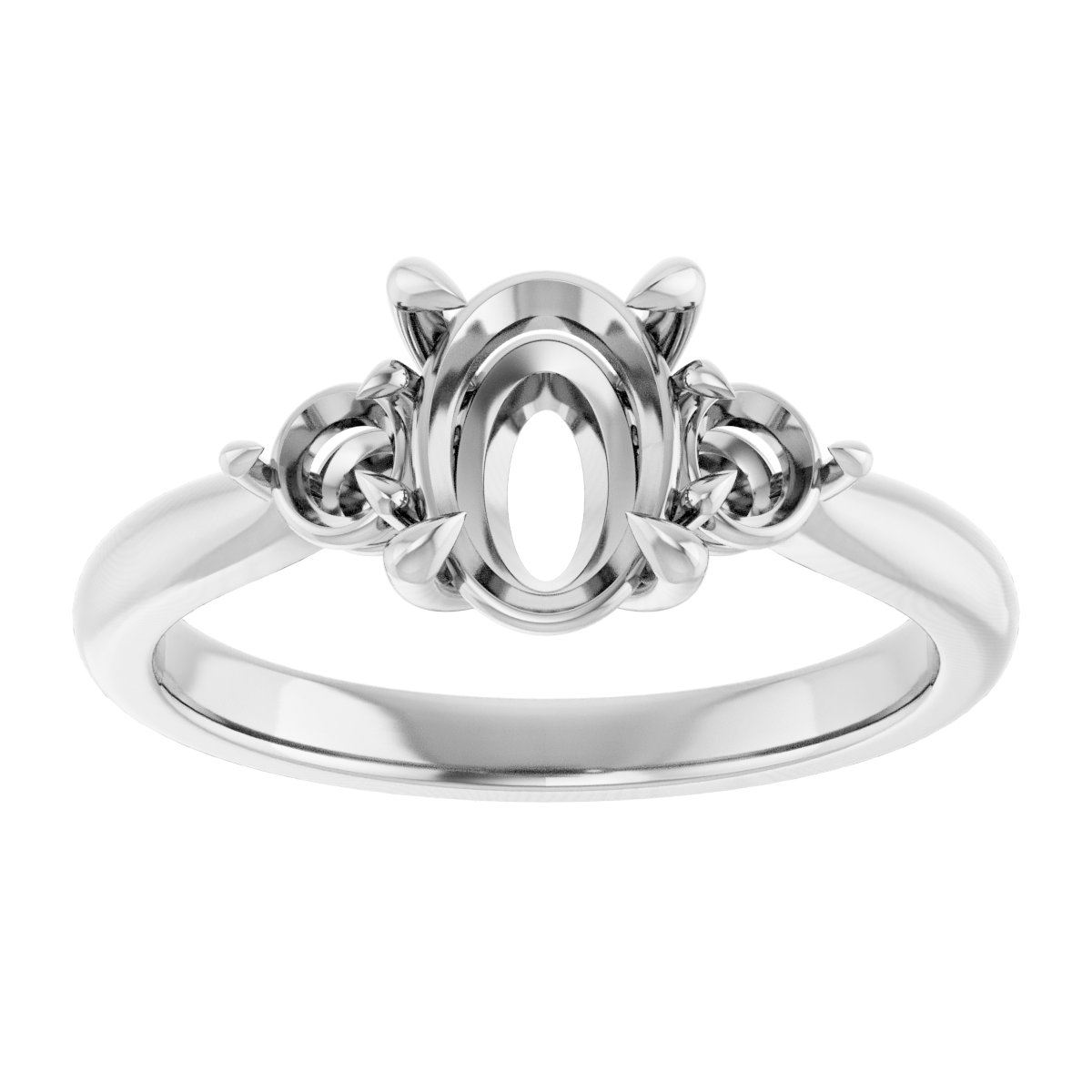 14K White 8x6 mm Oval 1/3 CTW Natural Diamond Semi-Set Engagement Ring-3