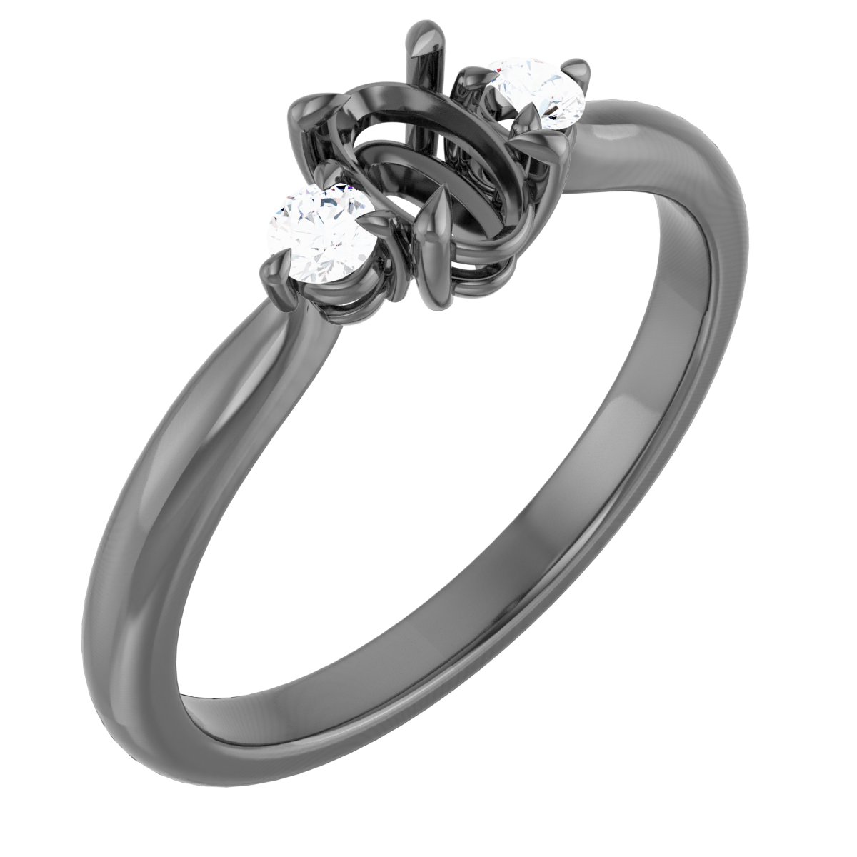 14K White 6x4 mm Oval 1/8 CTW Natural Diamond Semi-Set Engagement Ring