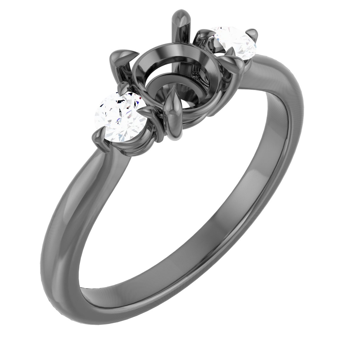 14K White 5.8 mm Round 1/5 CTW Natural Diamond Semi-Set Engagement Ring