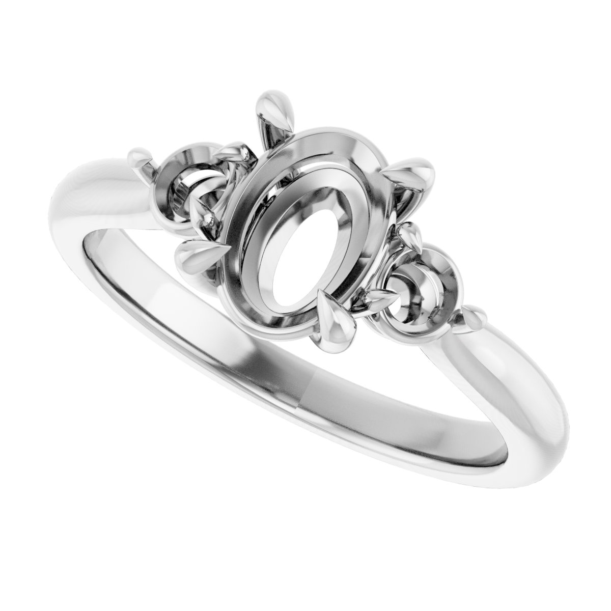 14K White 8x6 mm Oval 1/3 CTW Natural Diamond Semi-Set Engagement Ring-5