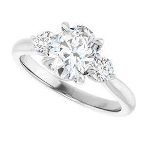 14K White 8x6 mm Oval 1/3 CTW Diamond Semi-Set Engagement Ring