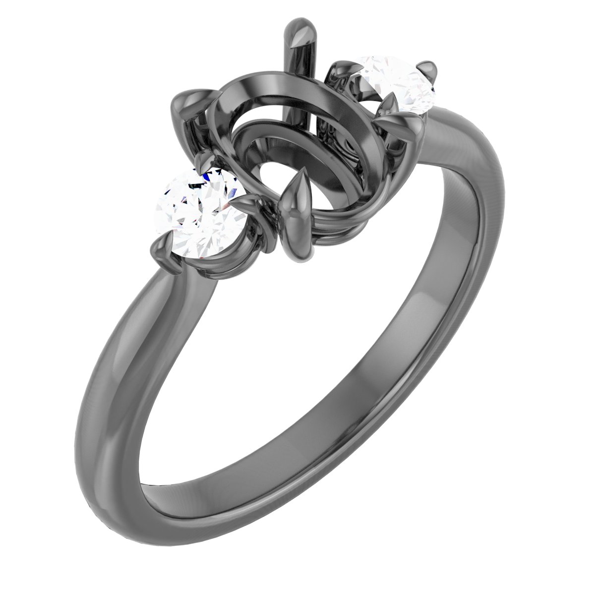 14K White 8x6 mm Oval 1/3 CTW Natural Diamond Semi-Set Engagement Ring