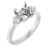 14K White 7x7 mm Cushion 1/3 CTW Natural Diamond Semi-Set Engagement Ring