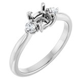 14K White 5x5 mm Cushion 1/8 CTW Natural Diamond Semi-Set Engagement Ring