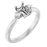 Platinum 6x4 mm Emerald 1/8 CTW Natural Diamond Semi-Set Engagement Ring