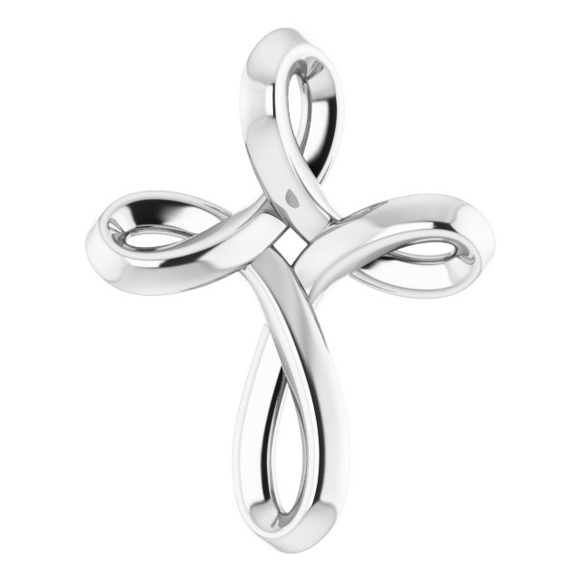 14K White 13.35x10.42 mm Youth Cross Pendant