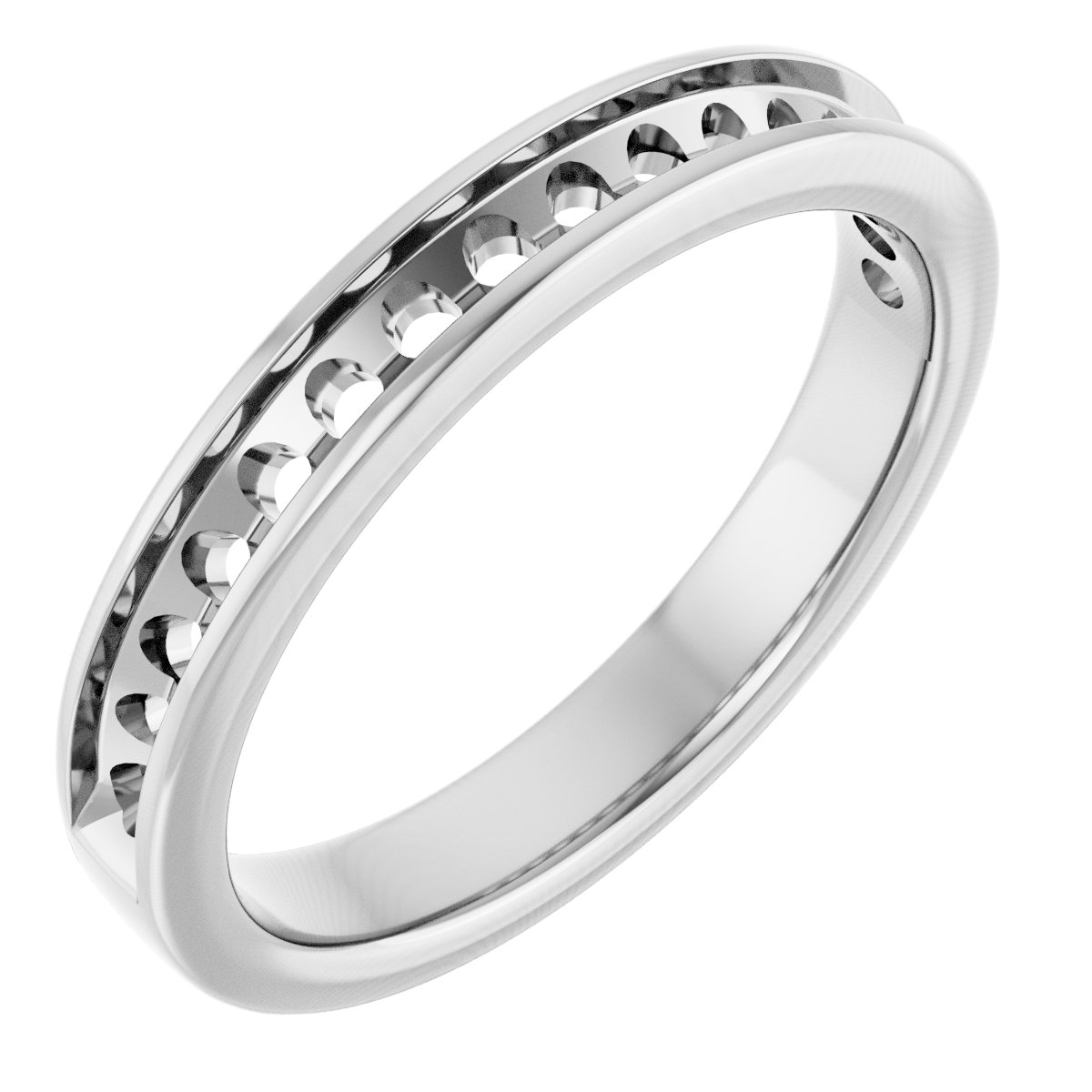 14K White  2 mm Round Anniversary Band Mounting