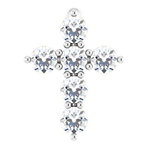 14K White 8.7x6.6 mm 1/6 CTW Natural Diamond Cross Pendant