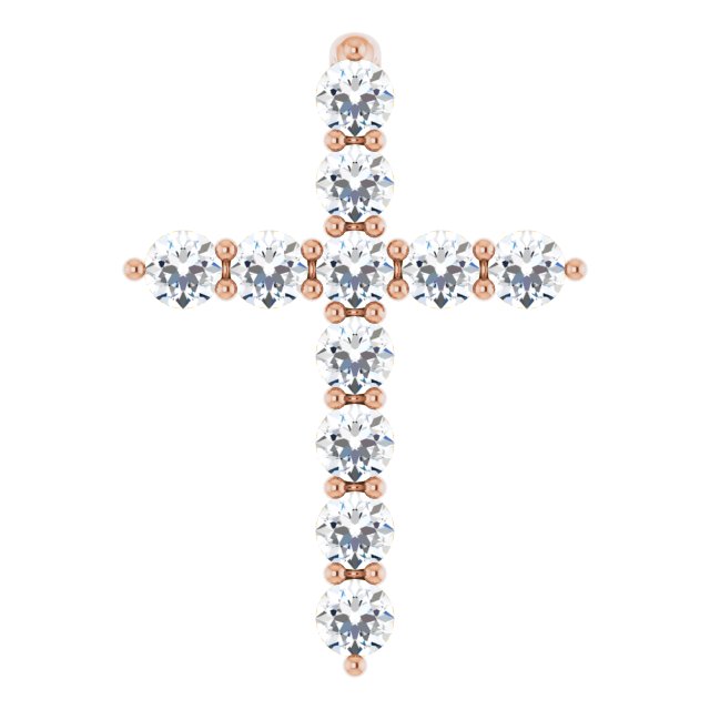 14K Rose 1/4 CTW Natural Diamond Cross Pendant