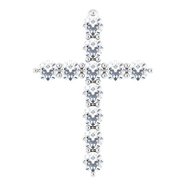 14K White 14.6x10.5 mm 1/4 CTW Diamond Cross Pendant 