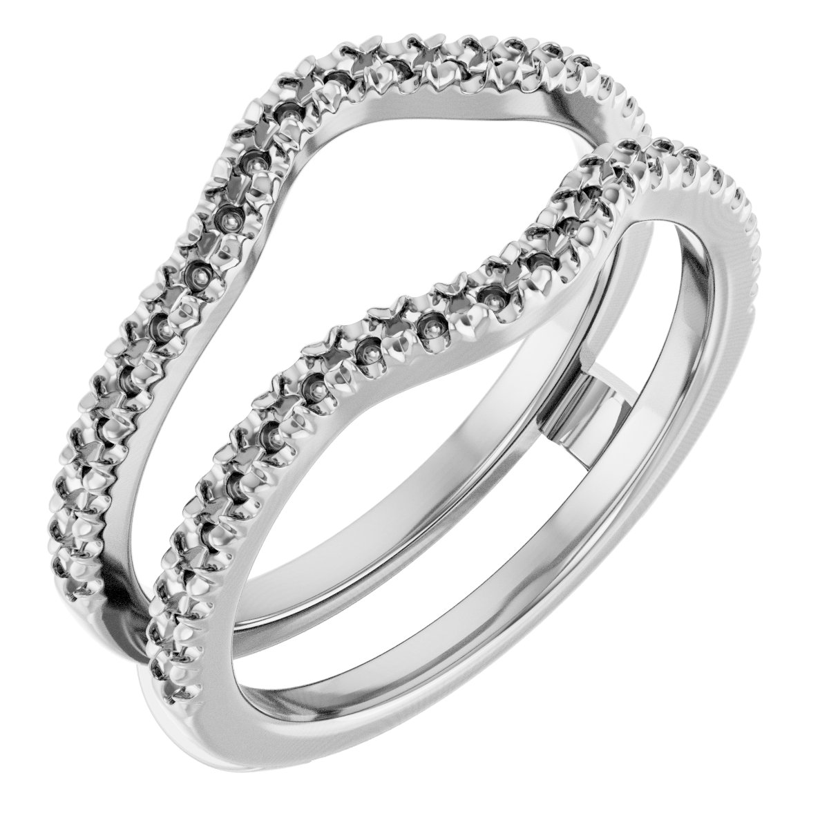 14K White French-Set Ring Guard Mounting