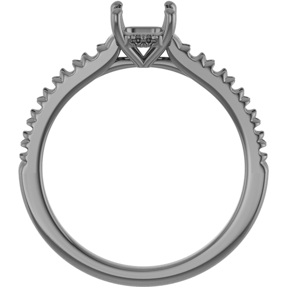 7x7 mm Square Engagement Ring Mounting view 2