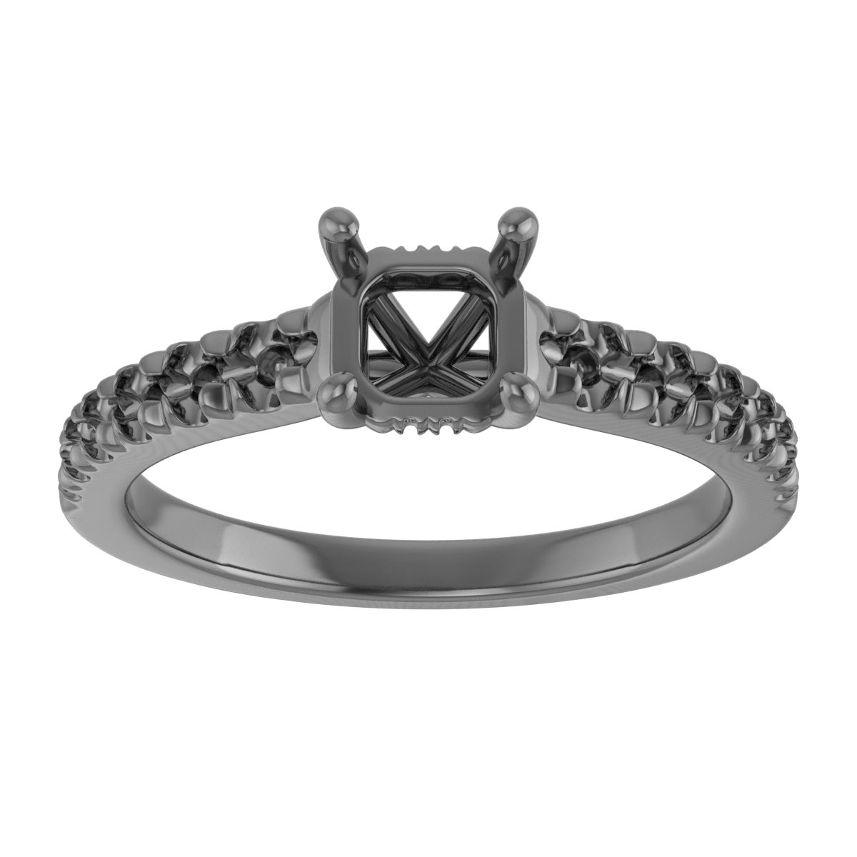 7x7 mm Square Engagement Ring Mounting view 3
