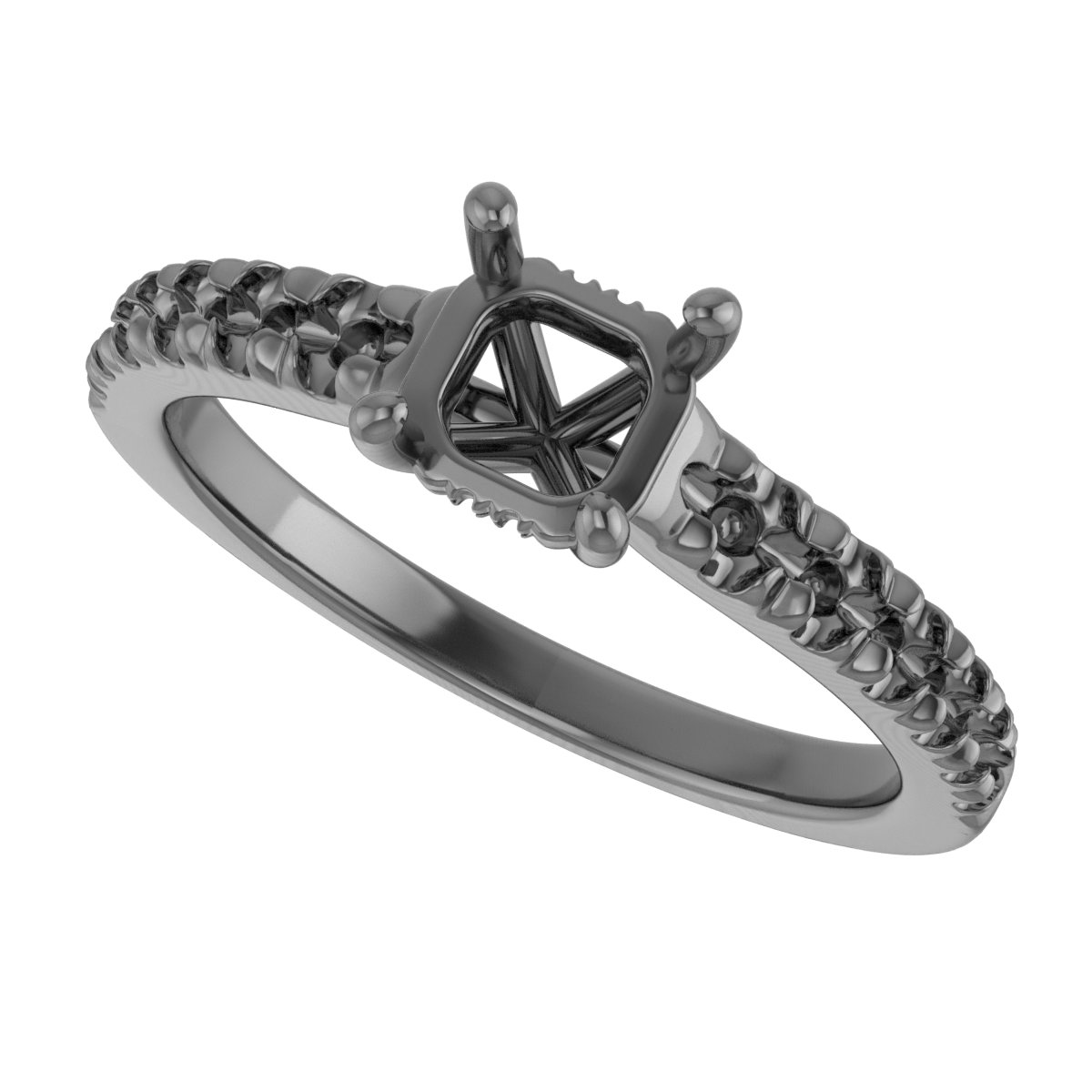 7x7 mm Square Engagement Ring Mounting view 5