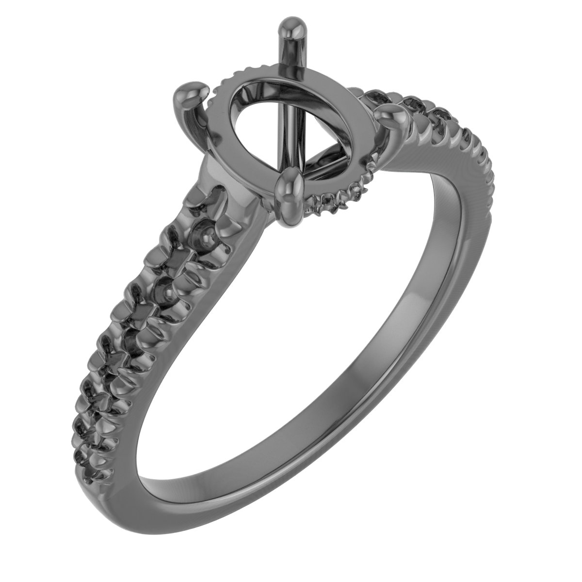 14K Rose 8x6 mm Oval 1/2 CTW Natural Diamond Semi-Set Engagement Ring