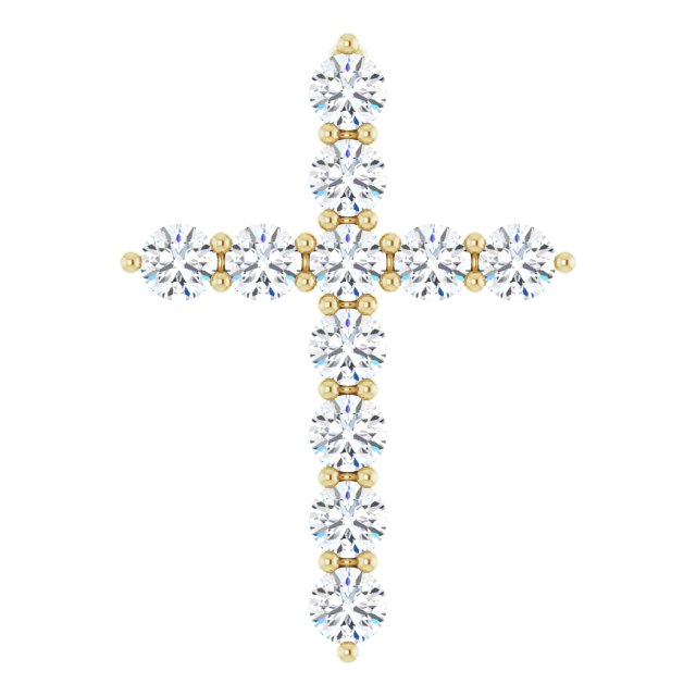14K Yellow 3/8 CTW Natural Diamond Cross Pendant