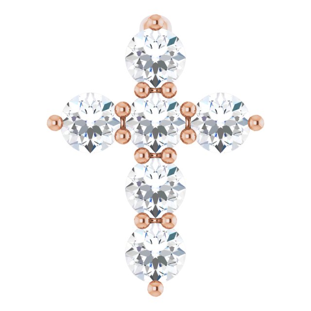 14K Rose 1/4 CTW Natural Diamond Cross Pendant