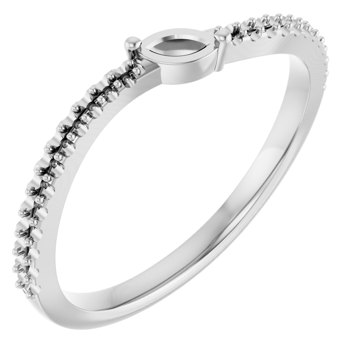 14K White 1-Stone 1/10 CTW Natural Diamond Semi-Set Family Ring