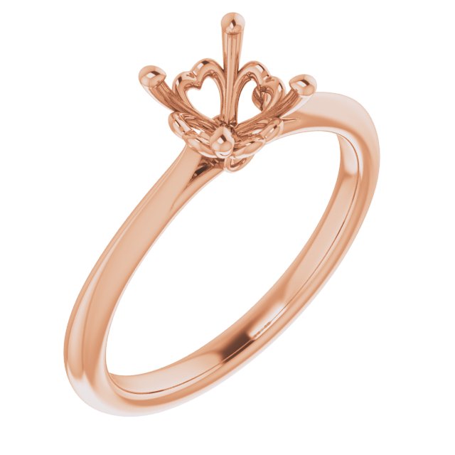 14K Rose 6.5 mm Round .02 CTW Natural Diamond Semi-Set Engagement Ring