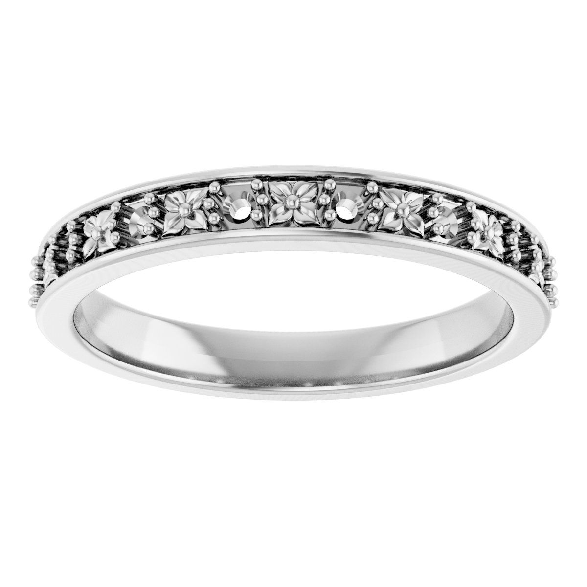 14K White 1/6 CTW Diamond Floral Anniversary Band