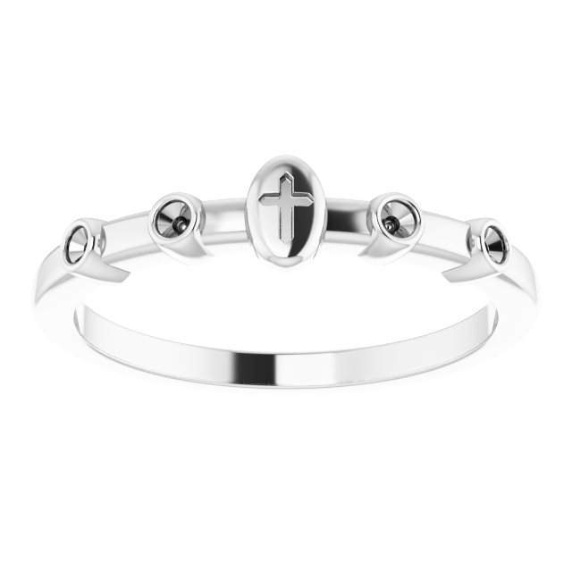 14K White .06 CTW Diamond Stackable Cross Ring