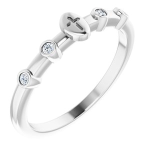 Sterling Silver .06 CTW Diamond Stackable Cross Ring