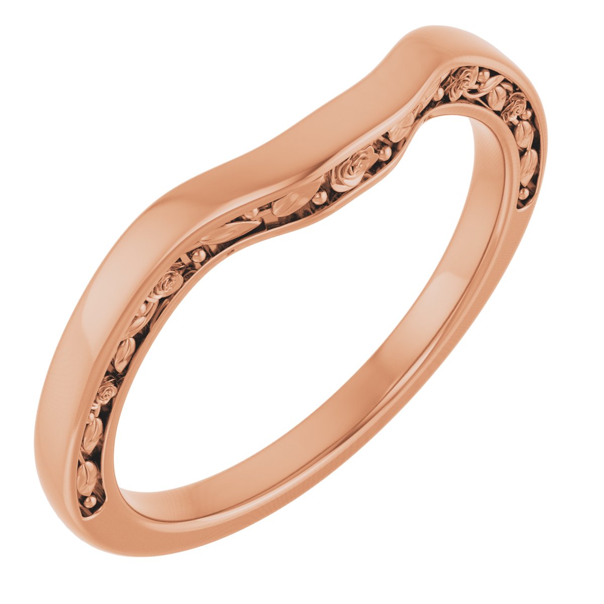 14K Rose Floral Matching Band