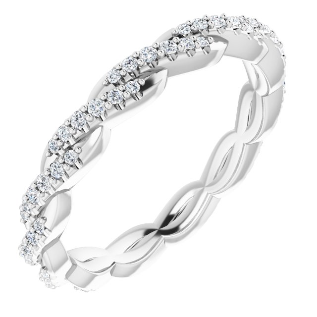 14K White 1/4 CTW Natural Diamond Twisted Eternity Band Size 6