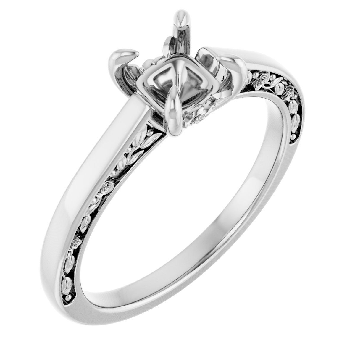 Solitaire Floral Engagement Ring or Band