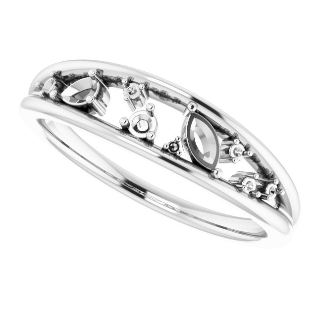 14K White 1/6 CTW Diamond Negative Space Ring