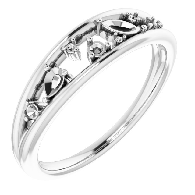 14K White 1/6 CTW Diamond Negative Space Ring