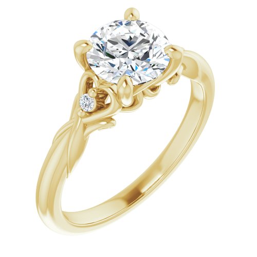 14K Yellow Round 1 1/4 ct Engagement Ring