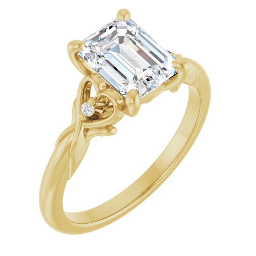18K Yellow Emerald 1 3/4 ct Engagement Ring