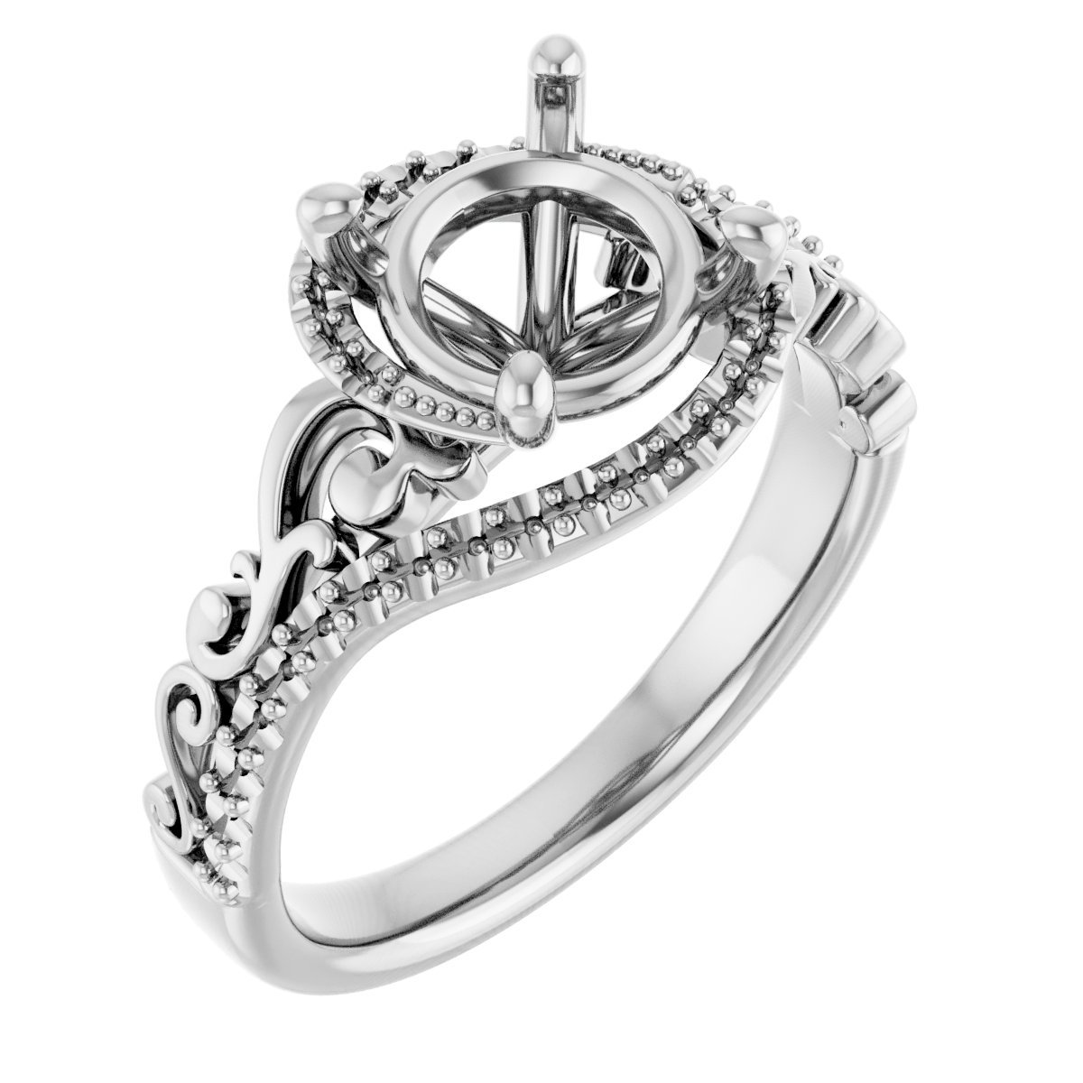Accented Sculptural Engagement Ring
