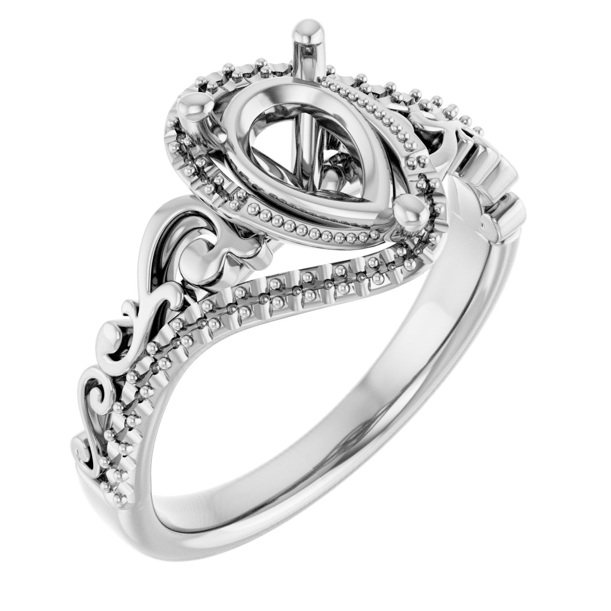 Accented Sculptural Engagement Ring