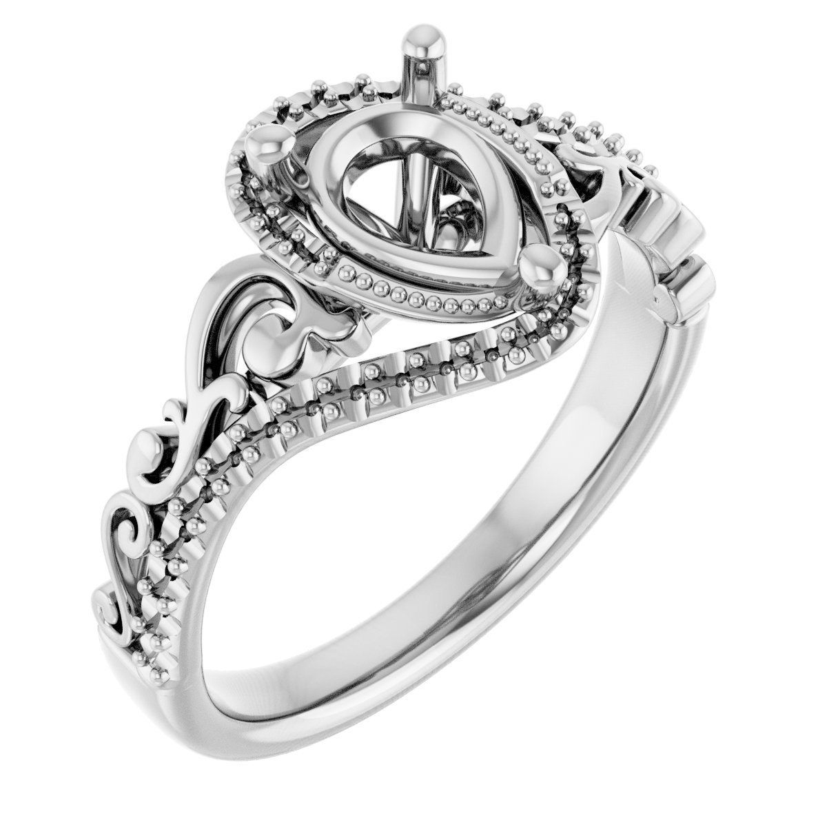 Accented Sculptural Engagement Ring